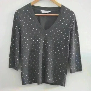 SIMONS | Contemporaine  Dark Grey Polka Dot 3/4 Length Sleeved Top